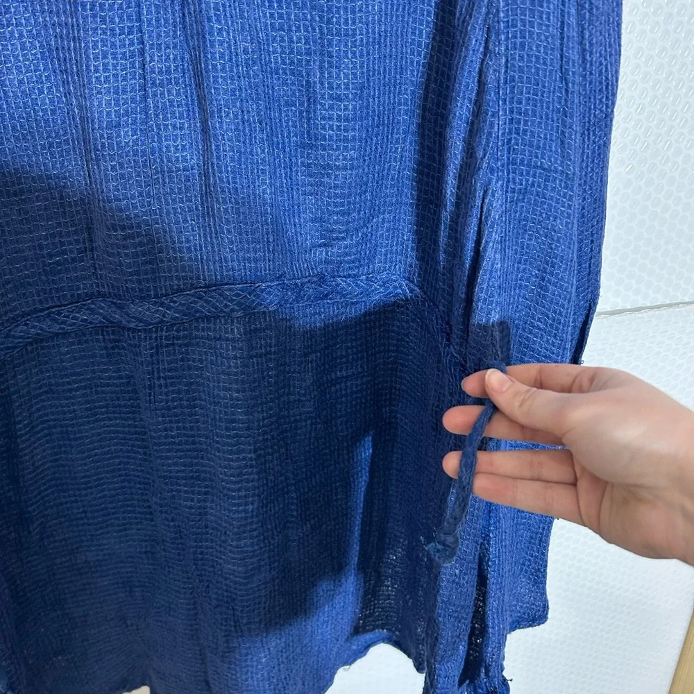 Free People Blue One of the‎ Guys Waffle Knit Tunic Shirt Size XS